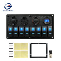 Voltmeter Dual USB LED Light 8-Gang Waterproof Marine Switch Panel